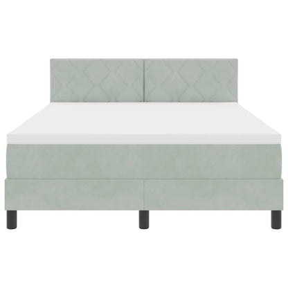 Boxspringbed met hoofdeinde Lichtgrijs 160 x 200 cm Fluweel