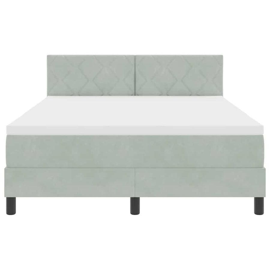 Boxspringbed met hoofdeinde Lichtgrijs 160 x 200 cm Fluweel