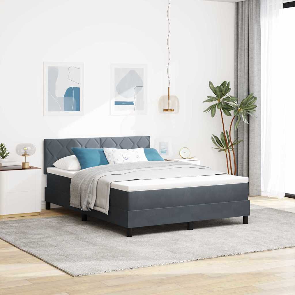 Boxspringbed met hoofdeinde Donkergrijs 160 x 200 cm Fluweel