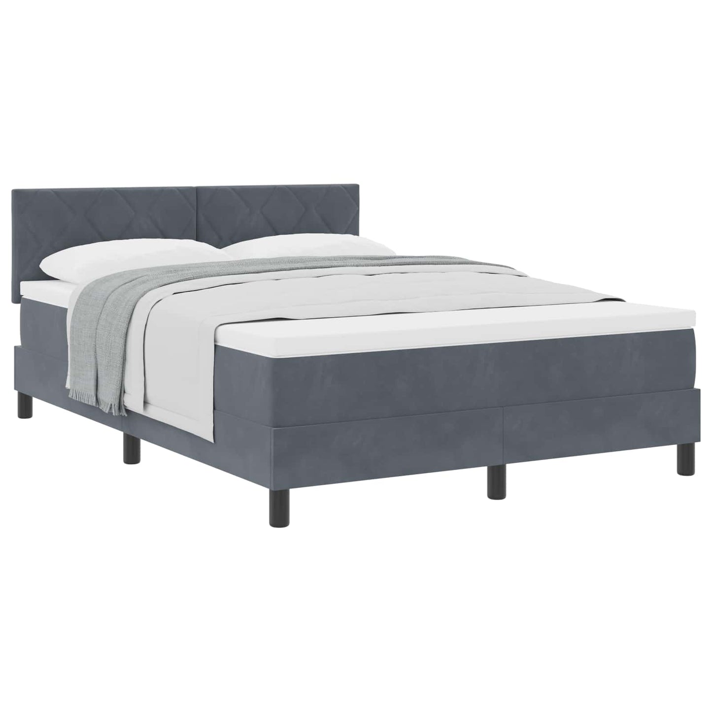 Boxspringbed met hoofdeinde Donkergrijs 160 x 200 cm Fluweel