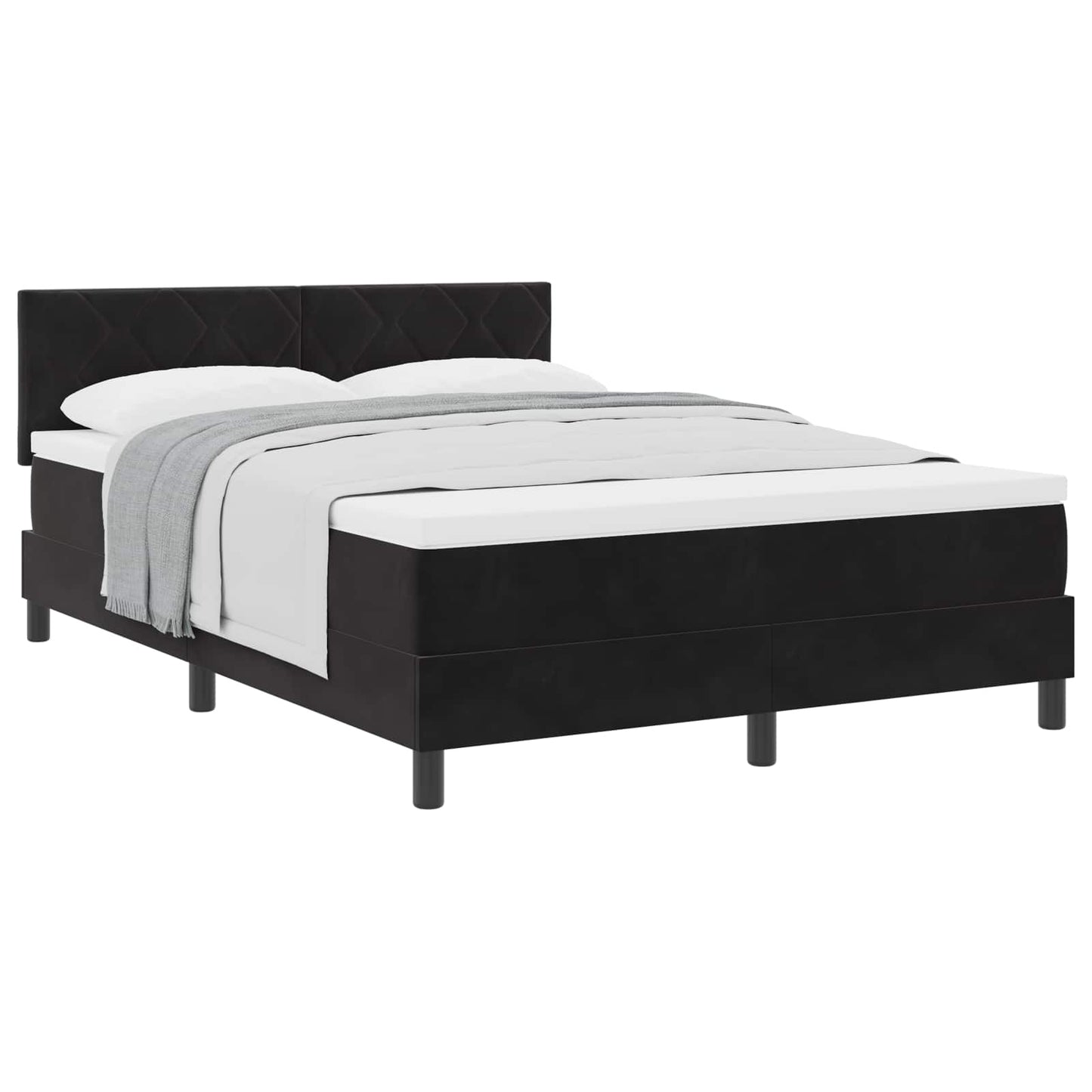 Boxspringbed met hoofdeinde Zwart 160 x 200 cm Fluweel