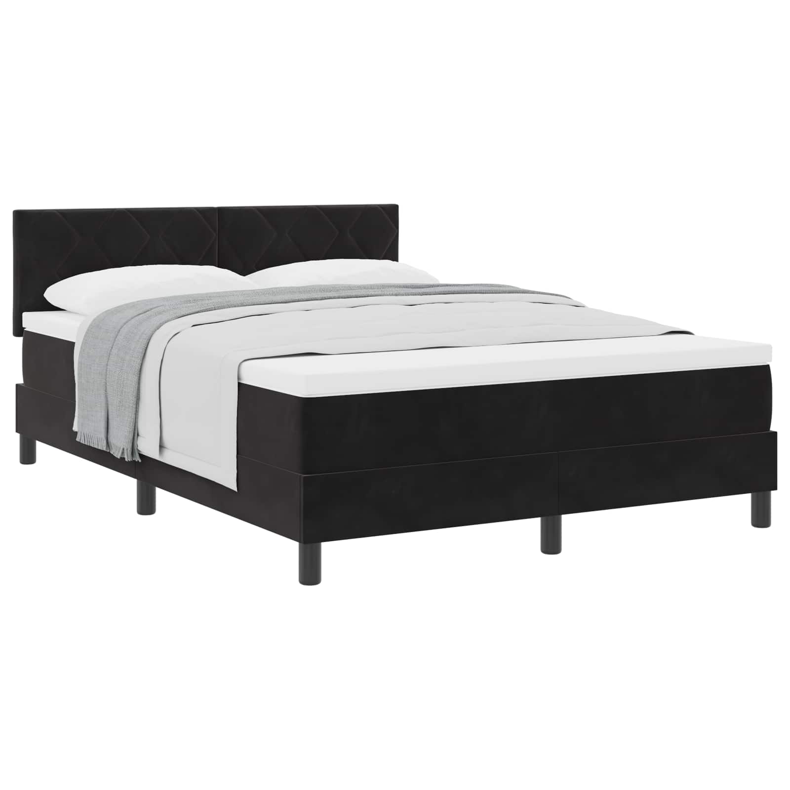 Boxspringbed met hoofdeinde Zwart 160 x 200 cm Fluweel
