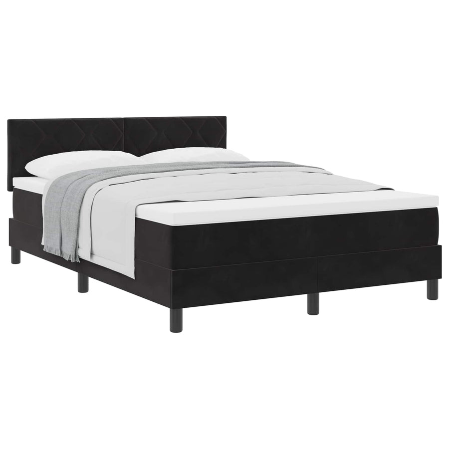 Boxspringbed met hoofdeinde Zwart 160 x 200 cm Fluweel