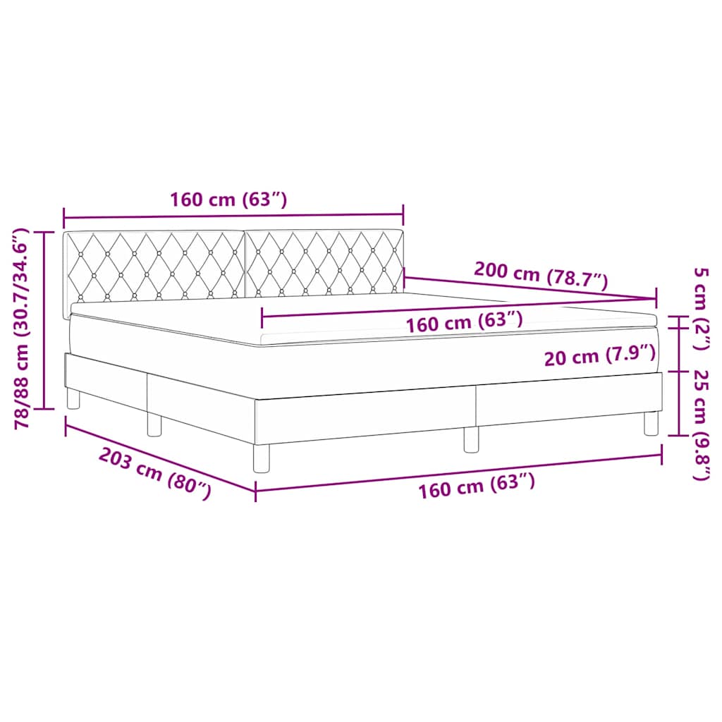 Boxspringbed met hoofdeinde Zwart 160 x 200 cm Fluweel