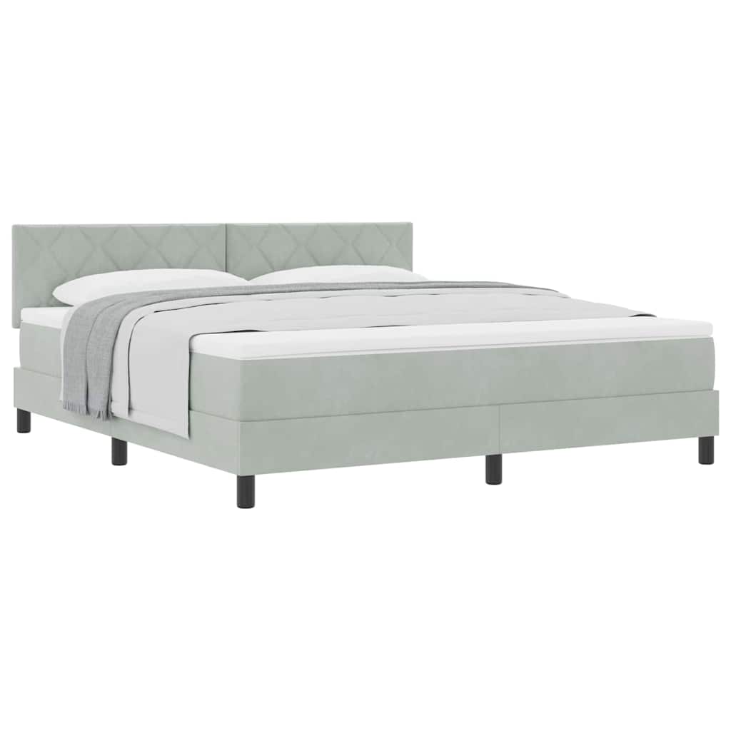 Boxspringbed met matras Lichtgrijs 180 x 200 cm Fluweel