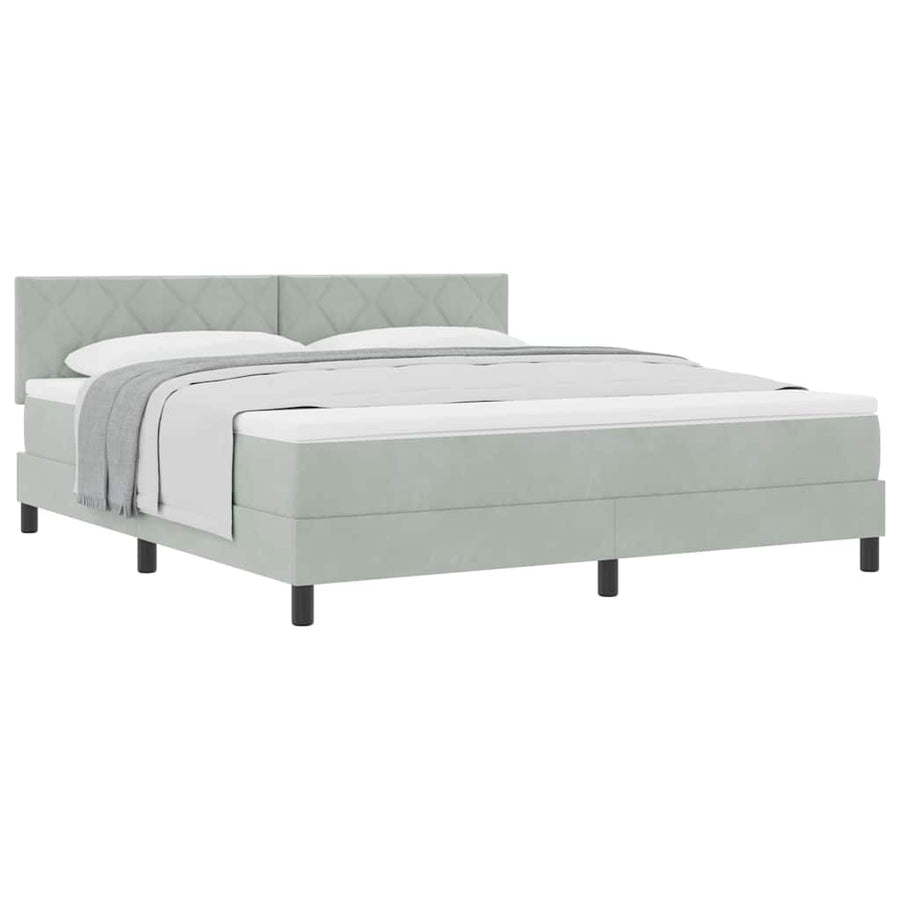 Boxspringbed met matras Lichtgrijs 180 x 200 cm Fluweel