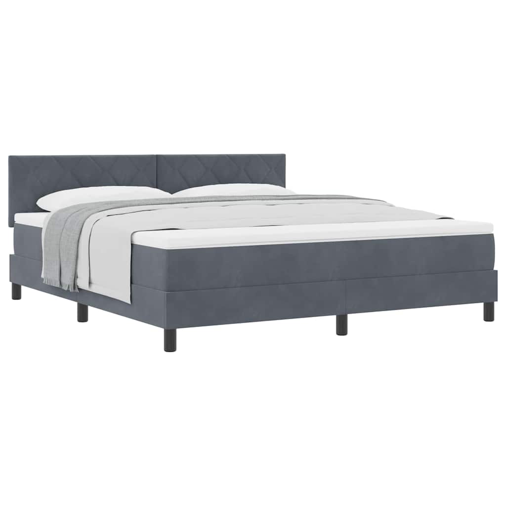 Boxspringbed met Matras Donkergrijs 180 x 200 cm Stof