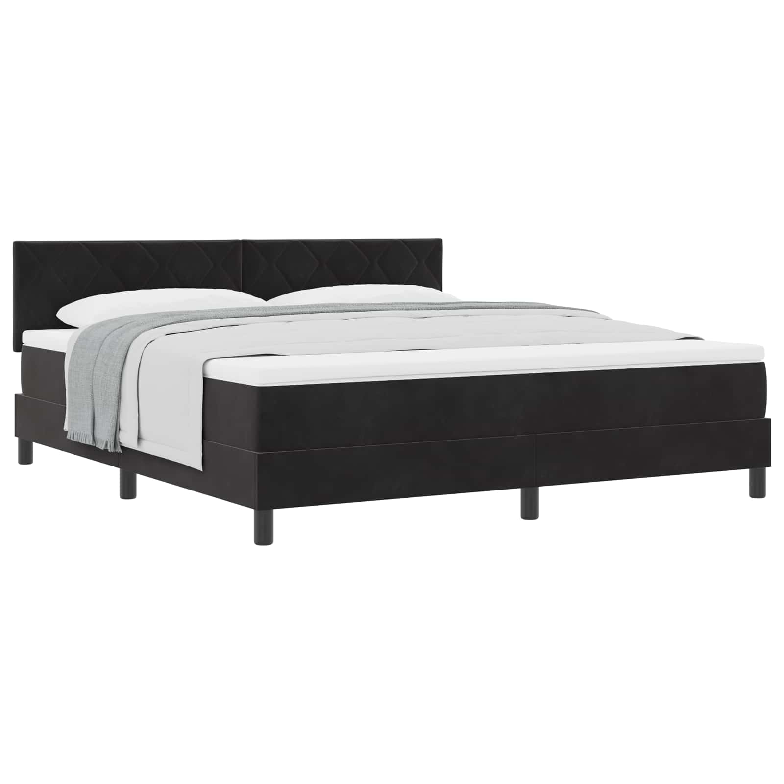 Boxspringbed met hoofdeinde Zwart 180 x 200 cm Fluweel
