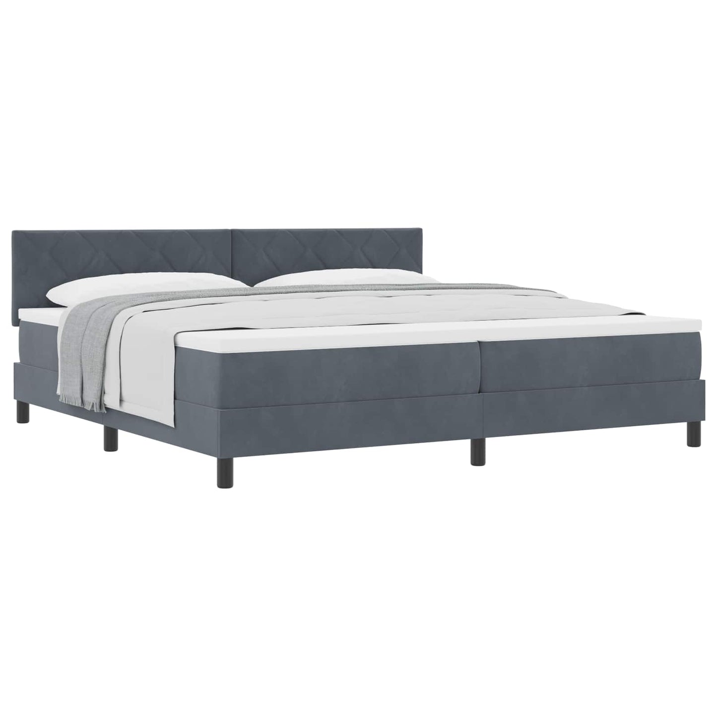 Boxspringbed met hoofdeinde Donkergrijs 200 x 200 cm Fluweel