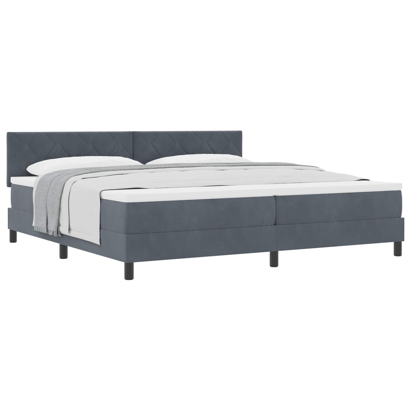 Boxspringbed met hoofdeinde Donkergrijs 200 x 200 cm Fluweel