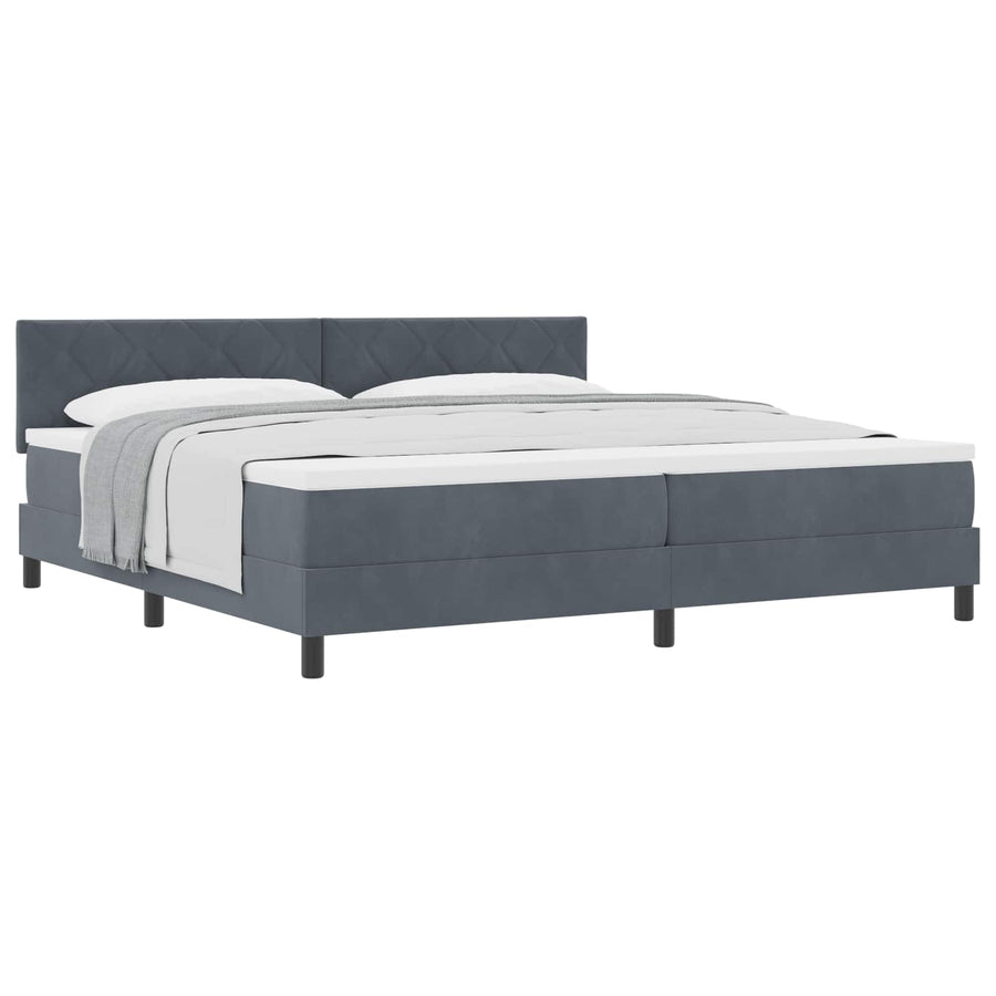 Boxspringbed met hoofdeinde Donkergrijs 200 x 200 cm Fluweel