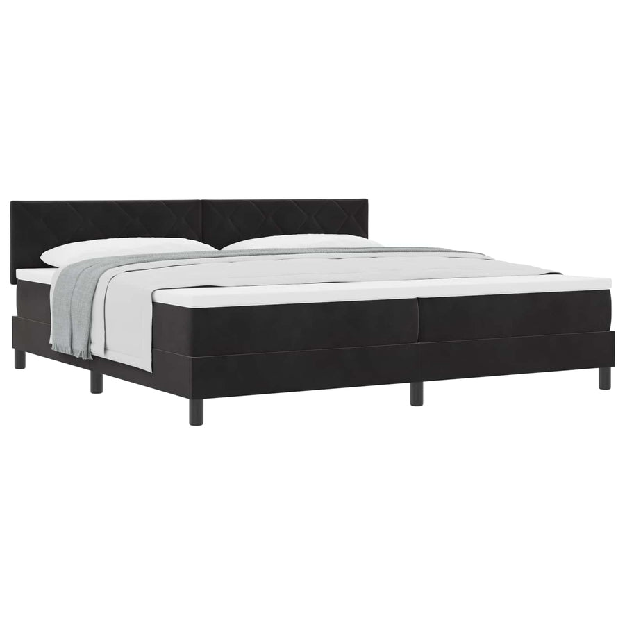 Boxspringbed met hoofdeinde Zwart 200 x 200 cm Fluweel