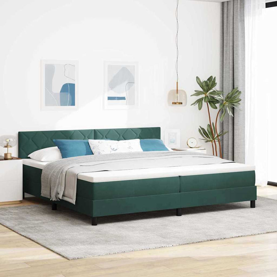 Boxspringbed met hoofdeinde Donkergroen 200 x 200 cm Fluweel