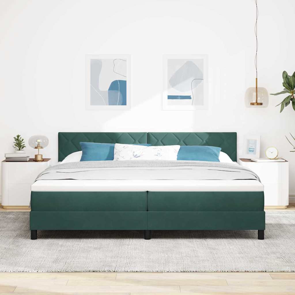 Boxspringbed met hoofdeinde Donkergroen 200 x 200 cm Fluweel