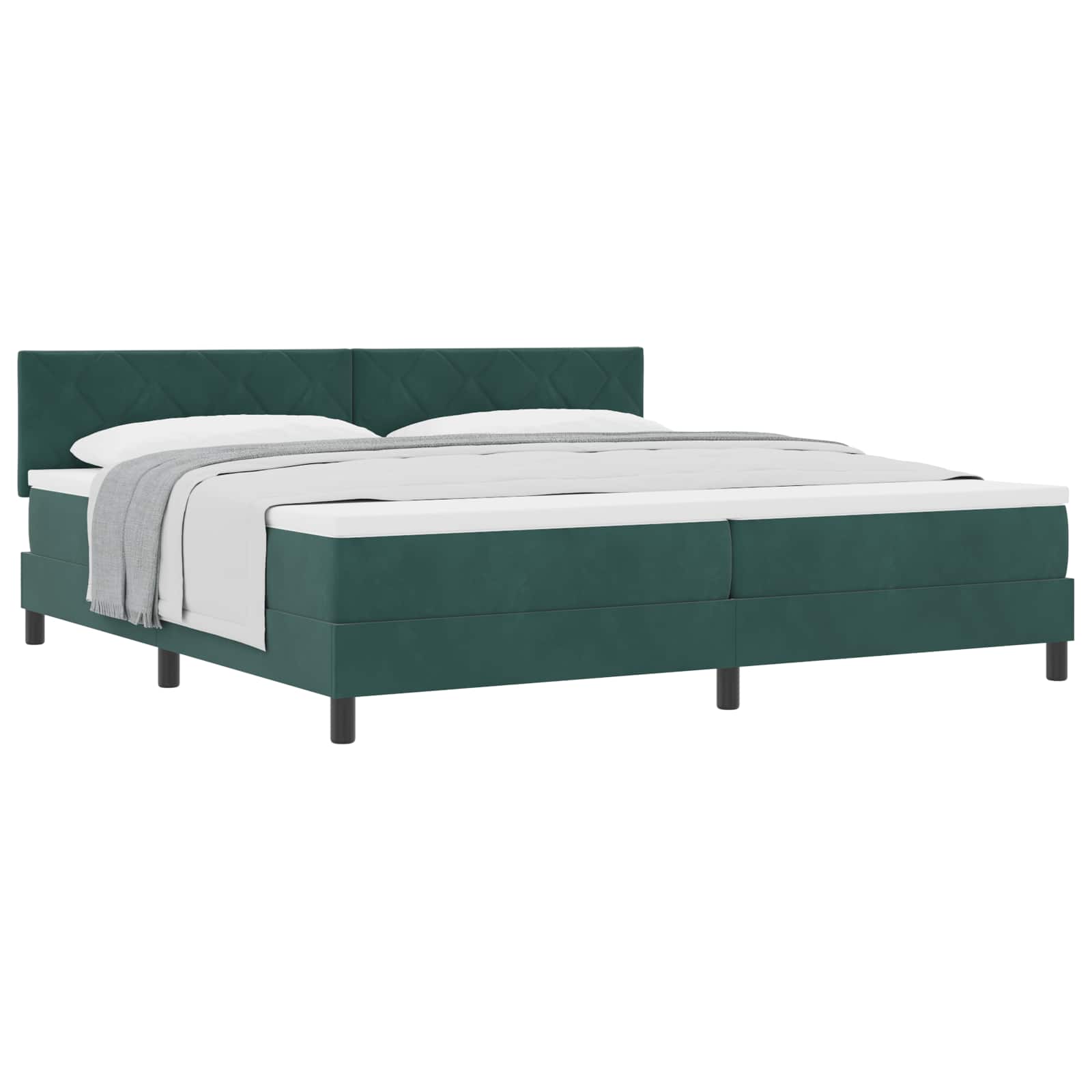 Boxspringbed met hoofdeinde Donkergroen 200 x 200 cm Fluweel