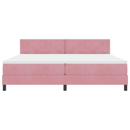Boxspringbed met hoofdeinde Roze 200 x 200 cm Fluweel