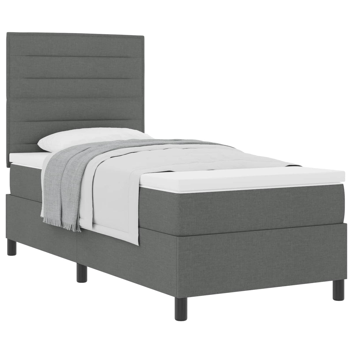 Boxspringbed met matras Donkergrijs 90 x 200 cm Stof