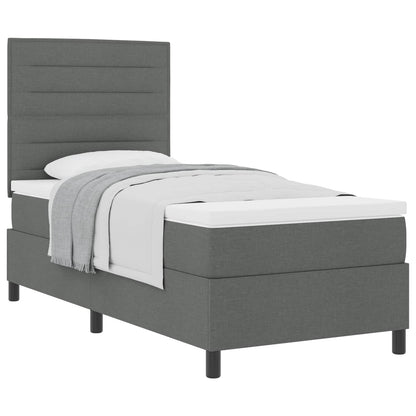 Boxspringbed met matras Donkergrijs 90 x 200 cm Stof