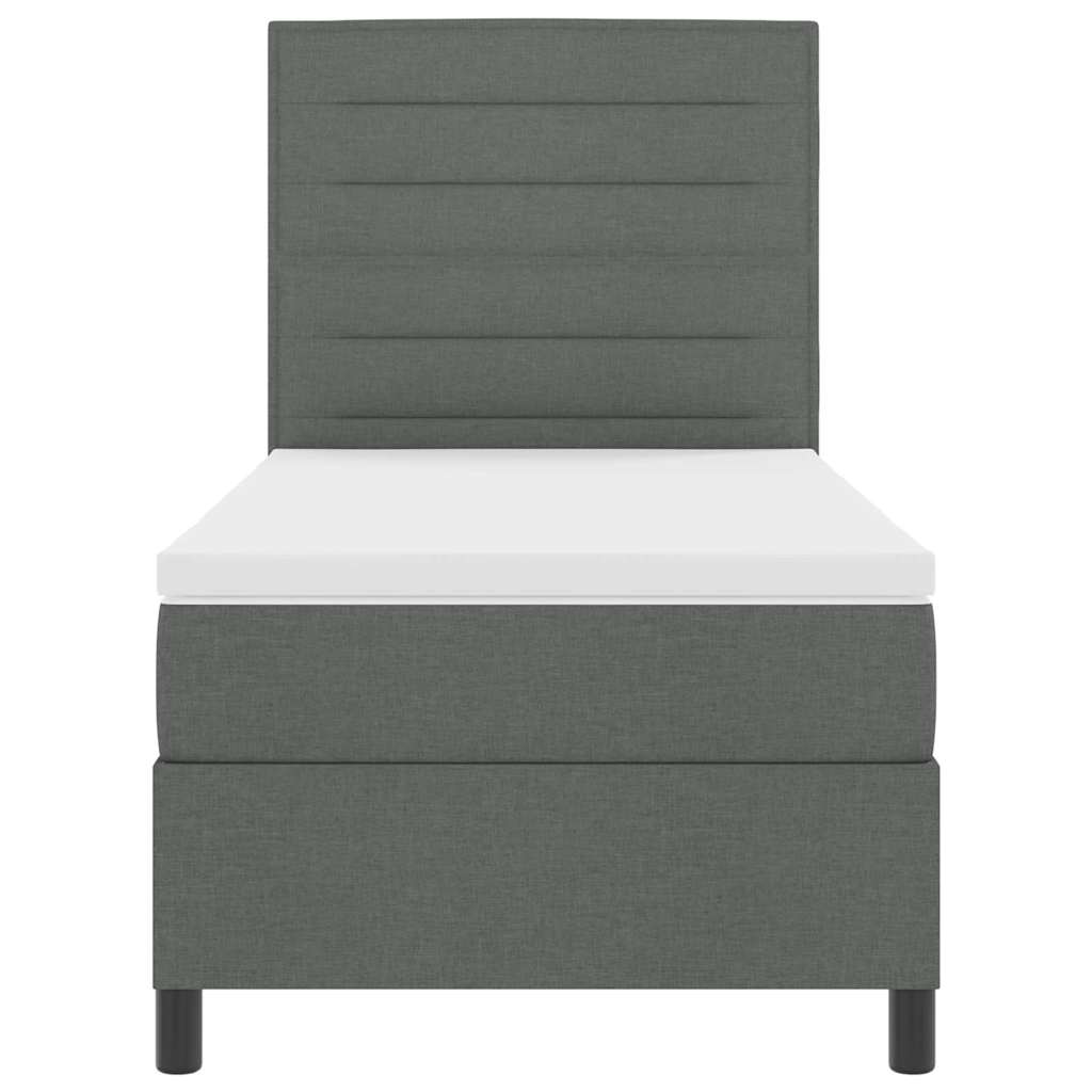 Boxspringbed met matras Donkergrijs 90 x 200 cm Stof