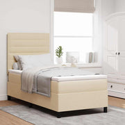 Boxspringbed 100x200 cm crème met matras en hoofdeinde