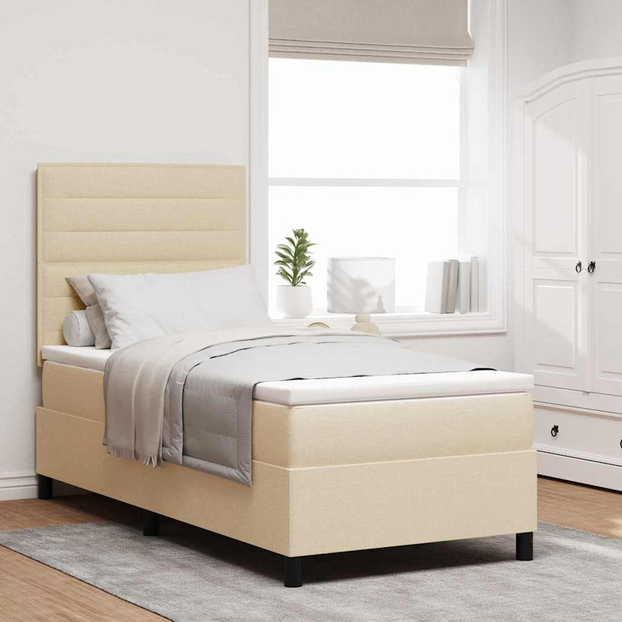 Boxspringbed met matras met hoofdeinde Crème 100 x 200 cm Stof