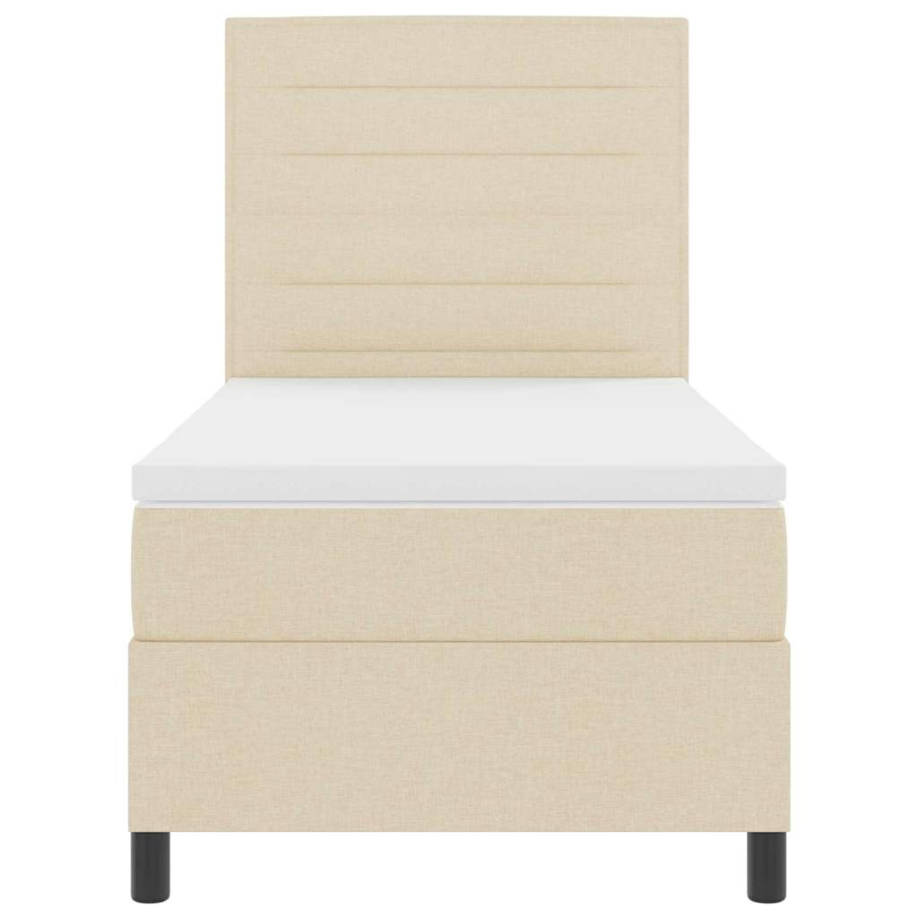 Boxspringbed Met Matras Met Hoofdeinde Stof Crème 100 x 200 cm Lijnen ontwerp