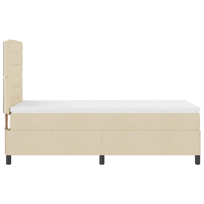 Boxspringbed Met Matras Met Hoofdeinde Stof Crème 100 x 200 cm Lijnen ontwerp
