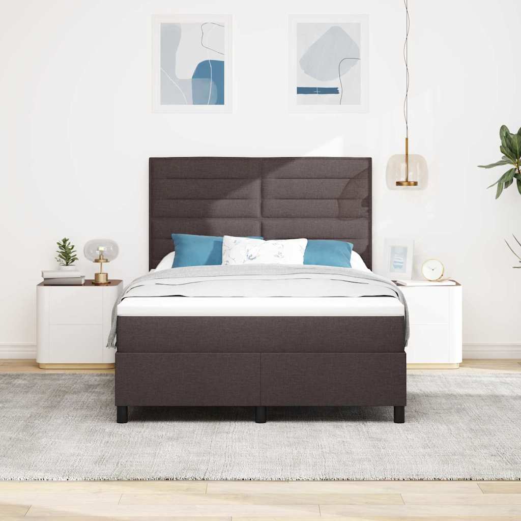 Boxspringbed met matras Donkerbruin 140 x 190 cm Stof