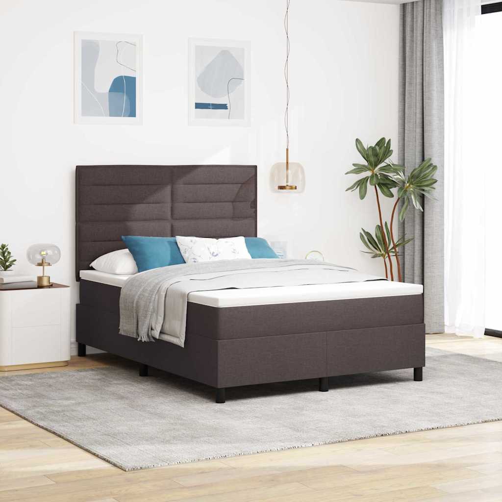 Boxspringbed met matras Donkerbruin 140 x 200 cm Stof