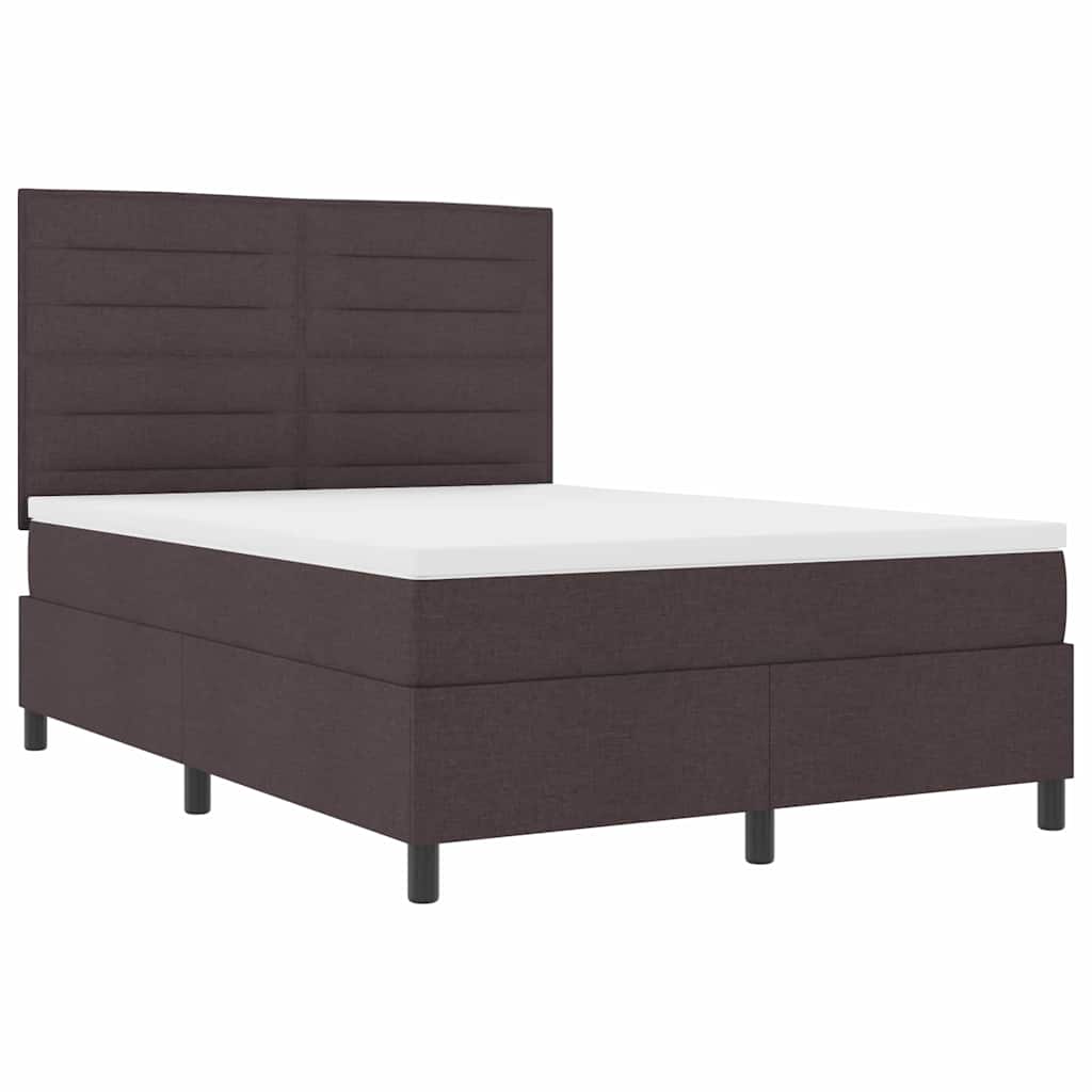 Boxspringbed met matras Donkerbruin 140 x 200 cm Stof