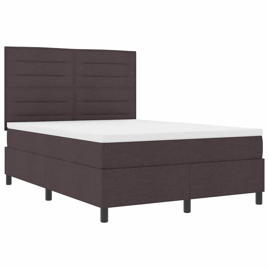 Boxspringbed met matras Donkerbruin 140 x 200 cm Stof