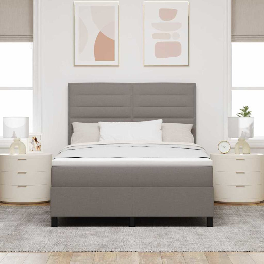 Boxspringbed met hoofdeinde Taupe 160 x 200 cm Stof