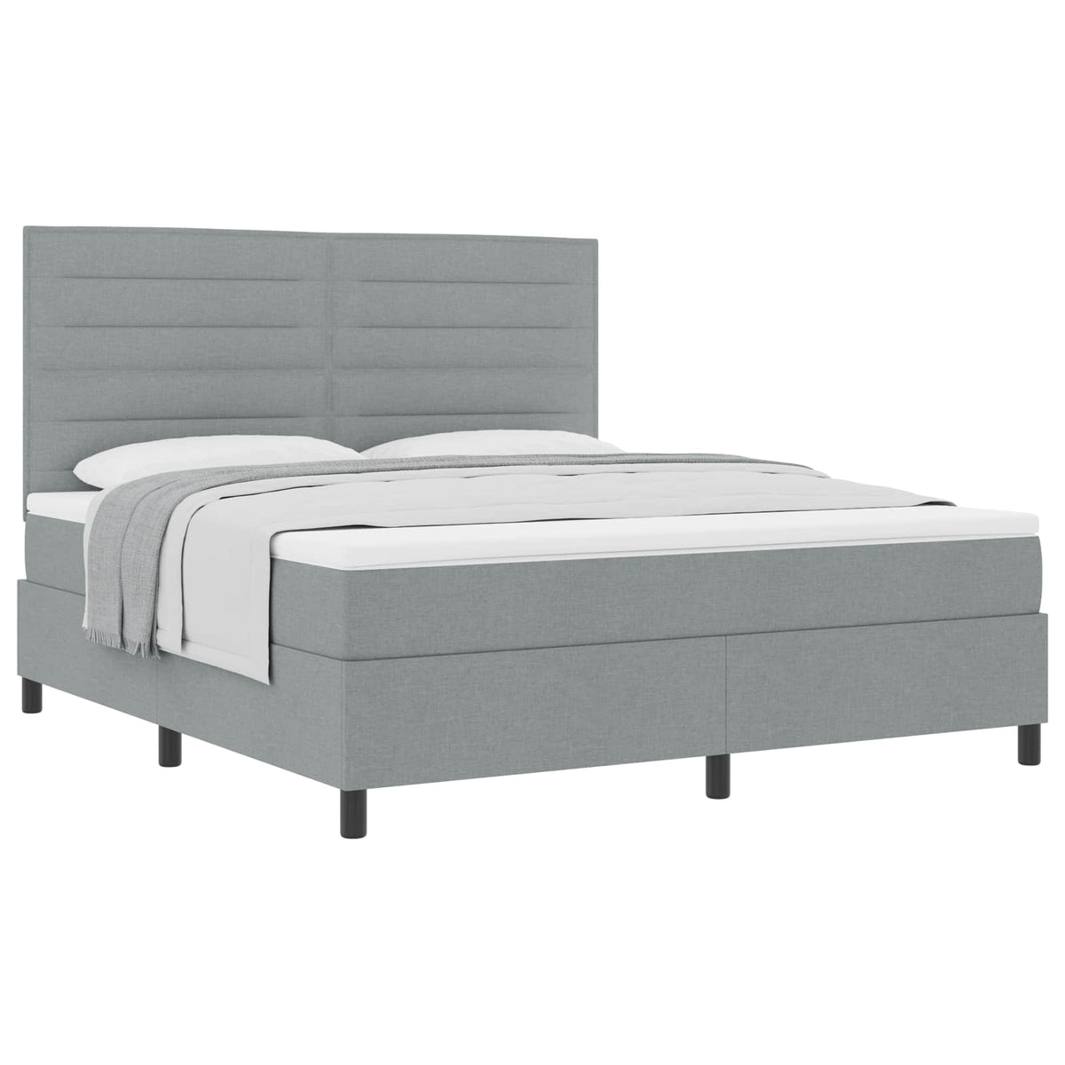 Boxspringbed met matras Lichtgrijs 180 x 200 cm Stof