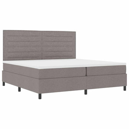 Boxspring bed met matras met hoofdeinde Taupe 200 x 200 cm Stof