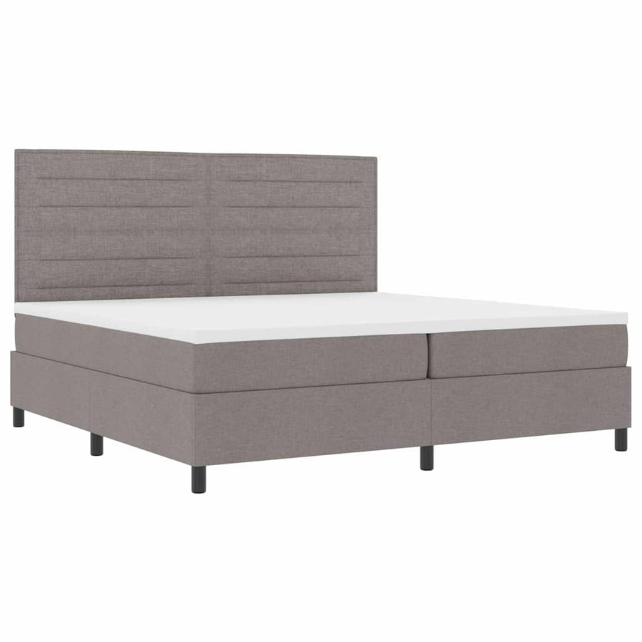 Boxspring bed met matras met hoofdeinde Taupe 200 x 200 cm Stof