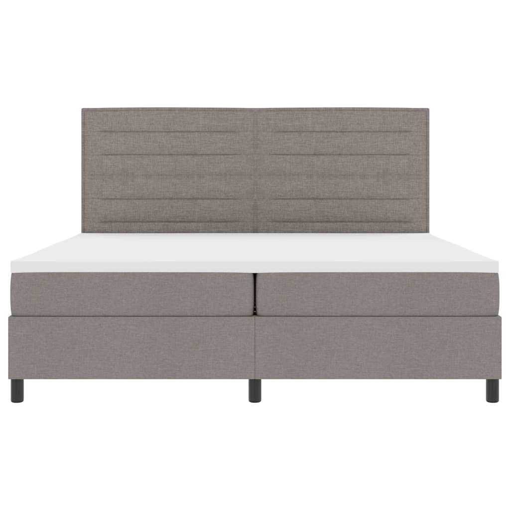 Boxspring bed met matras met hoofdeinde Taupe 200 x 200 cm Stof