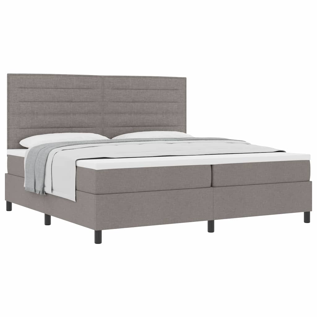 Boxspring bed met matras met hoofdeinde Taupe 200 x 200 cm Stof