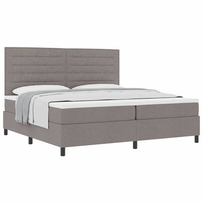 Boxspring bed met matras met hoofdeinde Taupe 200 x 200 cm Stof