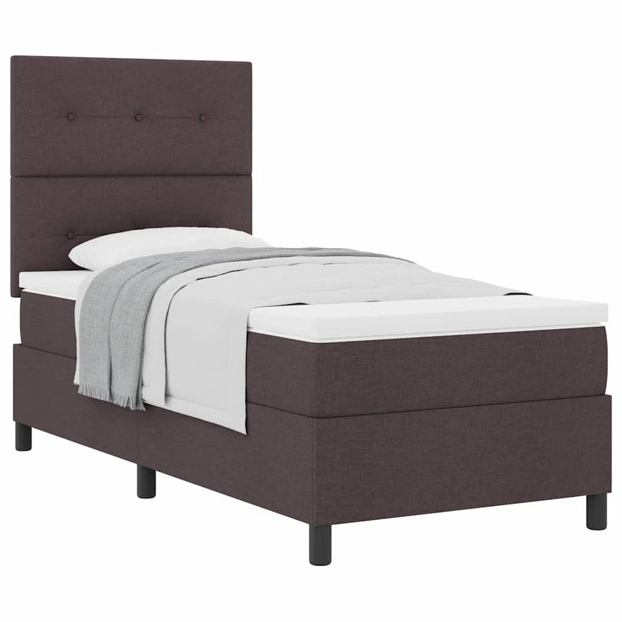 Boxspring bed met matras Donkerbruin 80 x 200 cm Stof