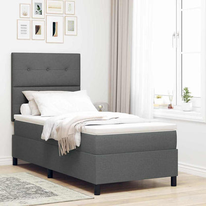 Boxspringbed met hoofdeinde Donkergrijs 90 x 190 cm Stof