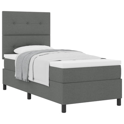 Boxspringbed met hoofdeinde Donkergrijs 90 x 190 cm Stof