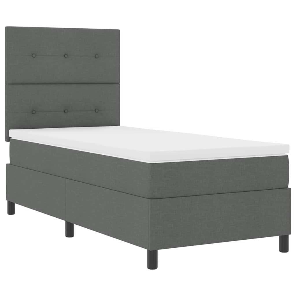 Boxspringbed met hoofdeinde Donkergrijs 90 x 190 cm Stof