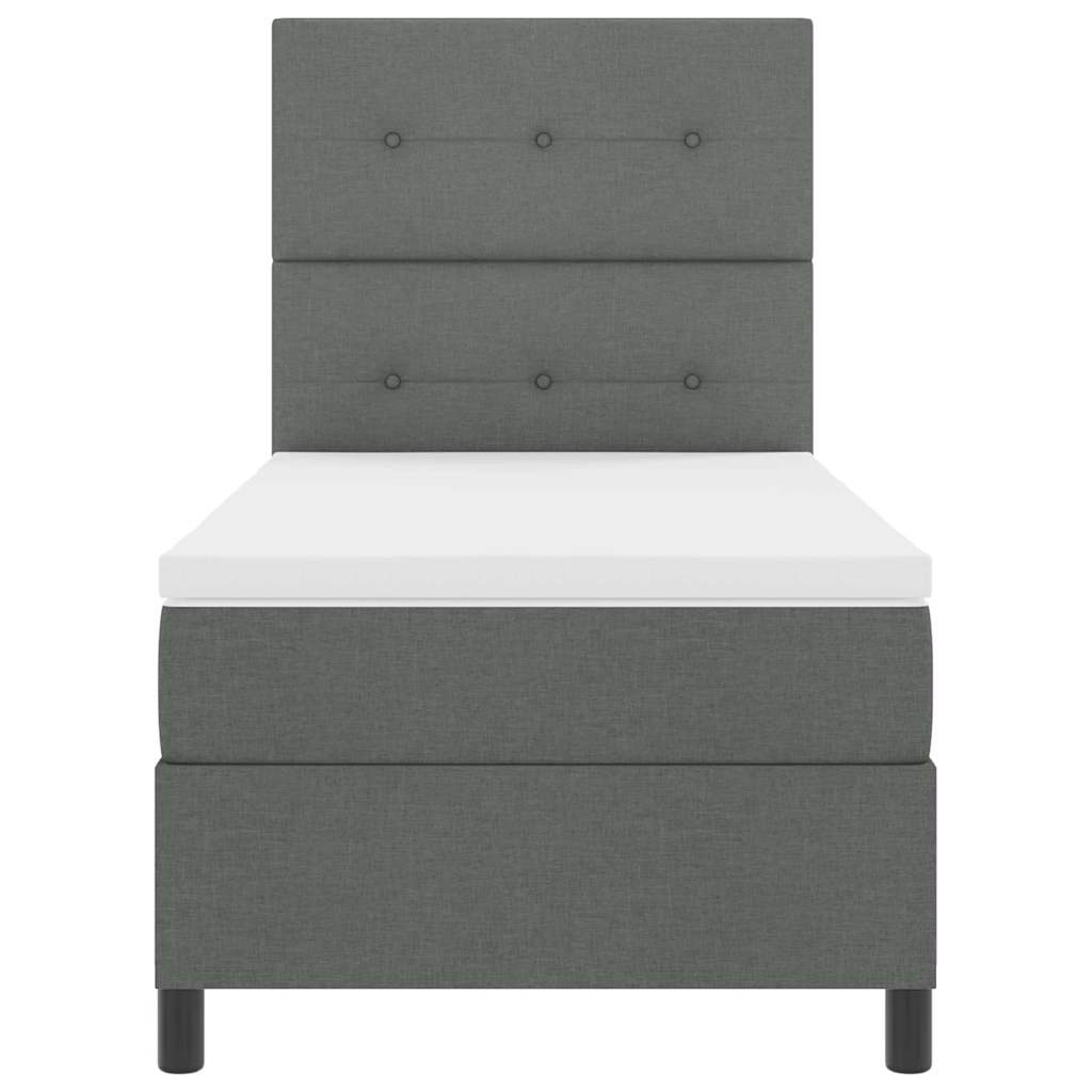 Boxspringbed met hoofdeinde Donkergrijs 90 x 190 cm Stof