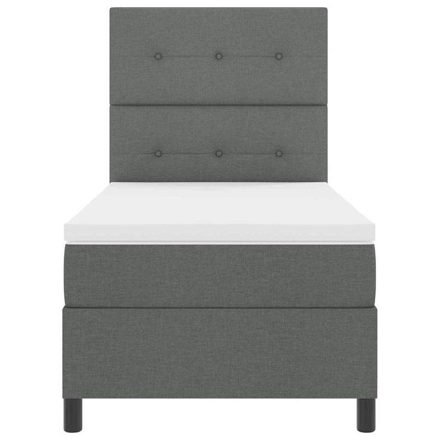 Boxspringbed met hoofdeinde Donkergrijs 90 x 190 cm Stof