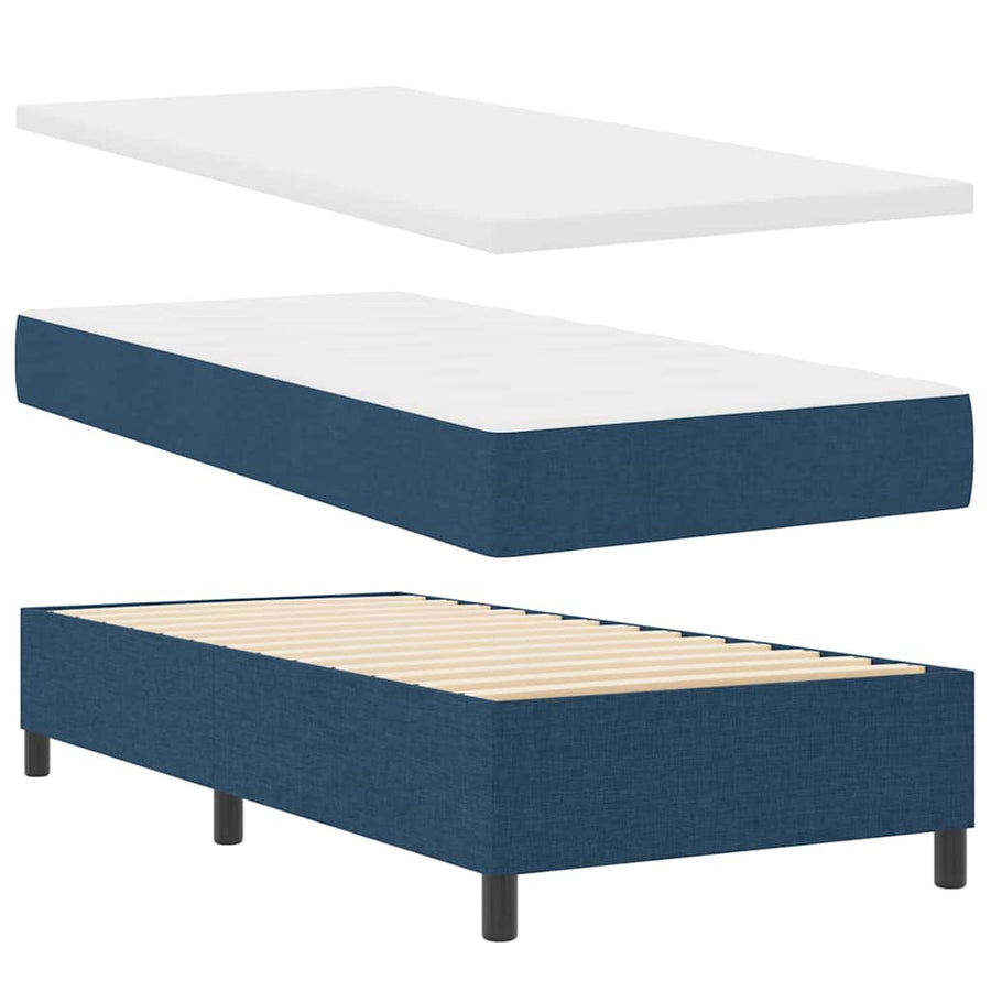 Boxspringbed met hoofdeinde Blauw 90 x 200 cm Stof