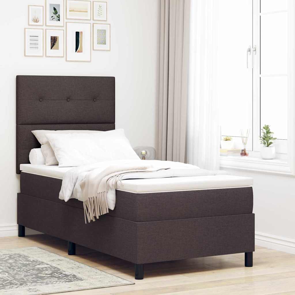 Boxspringbed met hoofdeinde Donkerbruin 100 x 200 cm Stof