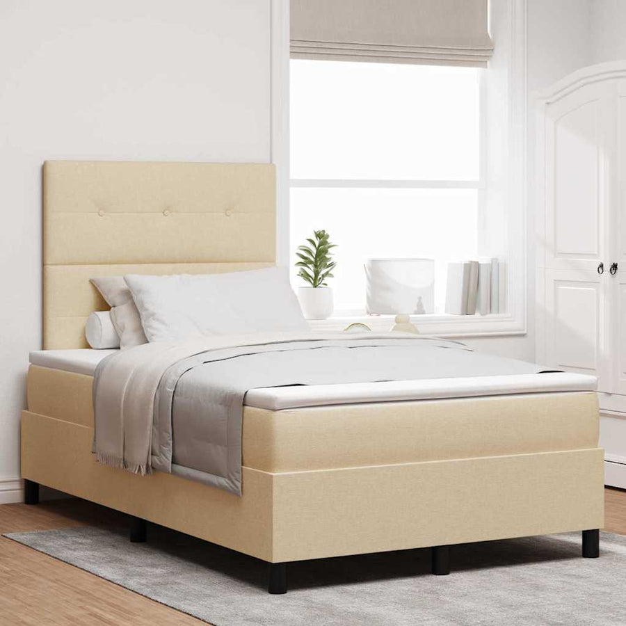 Boxspring bed met matras met hoofdeinde Crème 120 x 190 cm Stof