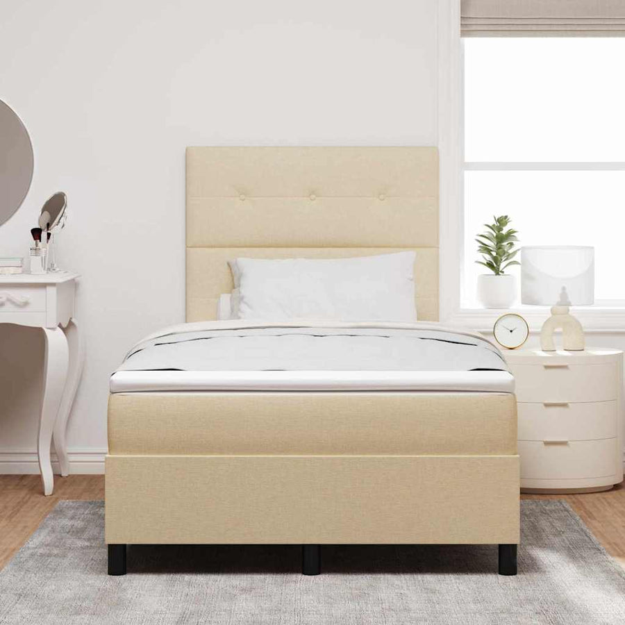 Boxspring bed met matras met hoofdeinde Crème 120 x 190 cm Stof