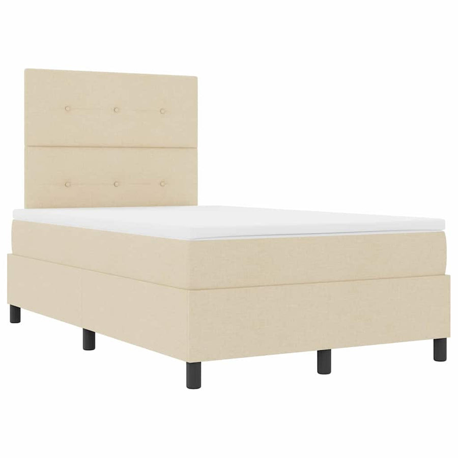 Boxspring bed met matras met hoofdeinde Crème 120 x 190 cm Stof