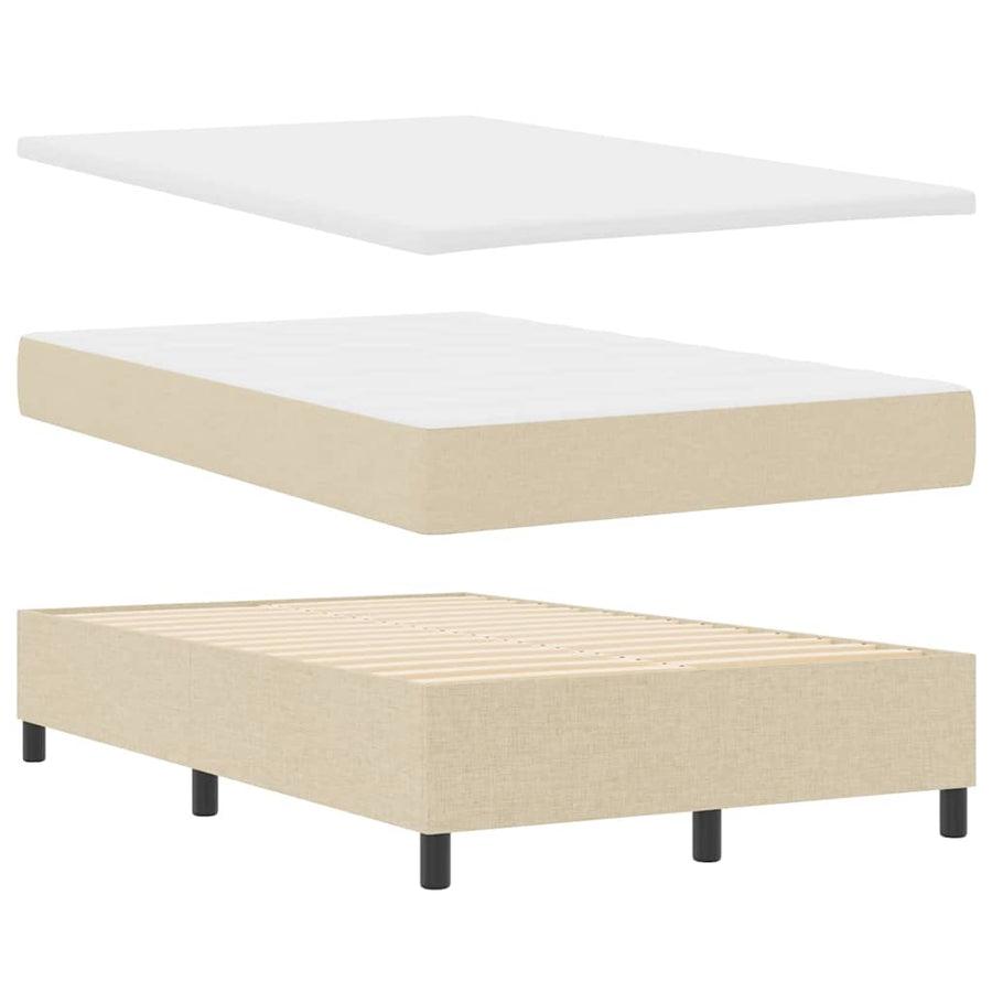 Boxspring bed met matras met hoofdeinde Crème 120 x 190 cm Stof